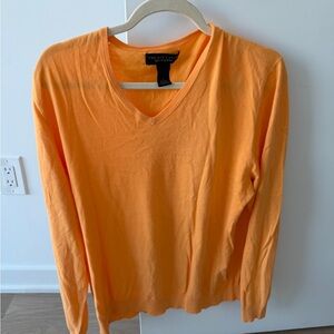 Bloomingdale's Orange V-Neck Sweater